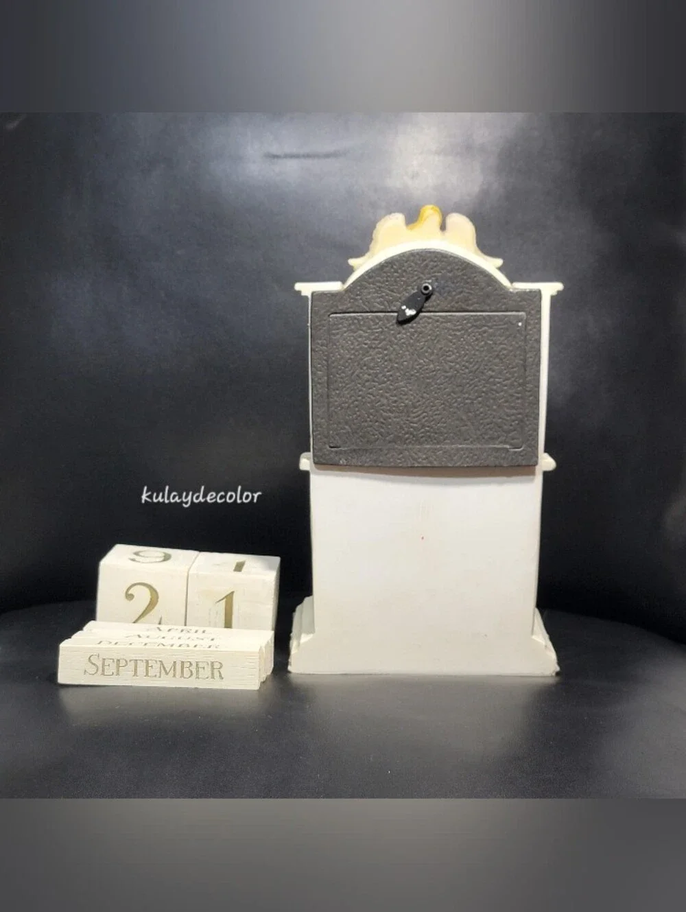 Vintage Praying Angel Perpetual Block Calendar Photo Frame Desk Distressed Decor